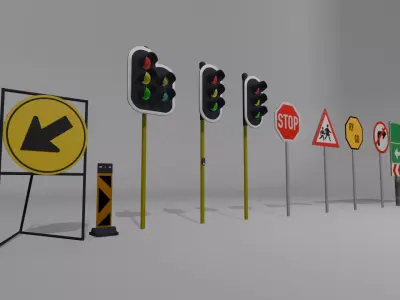 South African Road Signs pack 01 Free low-poly 3D model