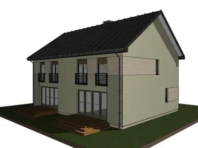 developer house two families double house model 3D model