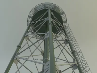 high tower water tank 3D model