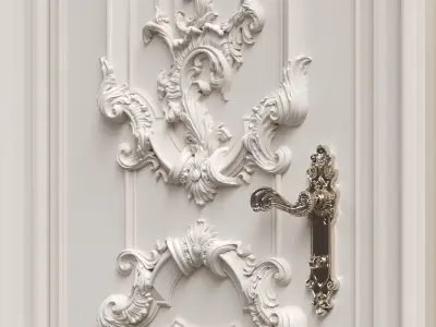 2 carved classic doors 3D model