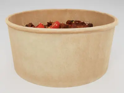 Japchae Poke bowl lunch noodles with korean chiecken asian meal 3D model