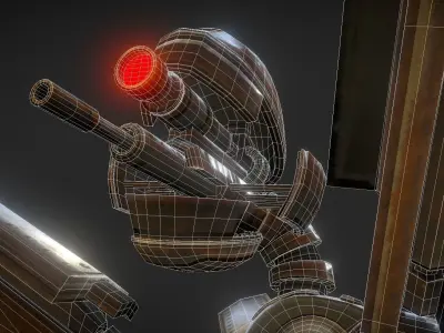 Gun Bot Rusty Version Low-poly 3D model