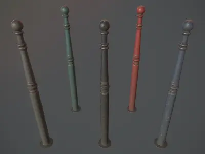 Barrier Bollard Pack 1 v3 Five Color Options Low-poly 3D model
