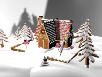 Gingerbread Village V2 Simle house 3D model