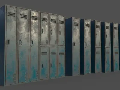 PBR School Gym Locker 06 - Blue Sea Low-poly 3D model
