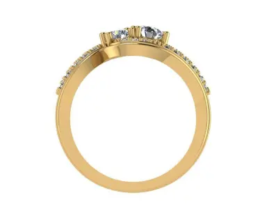 Ring228 two diamond ring set gold 3D print model