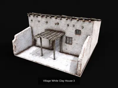Low Poly Village White Clay House Collection 3D Model Pack