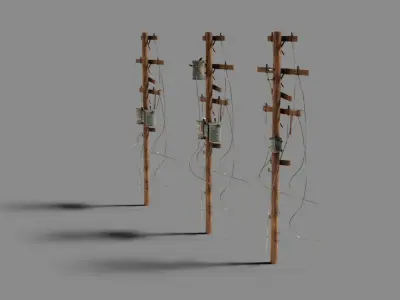 electrical poles with pbr textures Low-poly 3D model