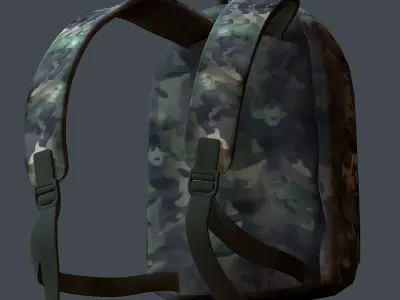 Backpack military combat Black baggage Low-poly Low-poly 3D model