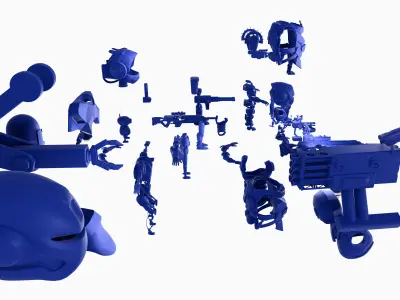 60 Robot Parts Kit - Build Your Own Sci-Fi Bot Low-poly 3D model