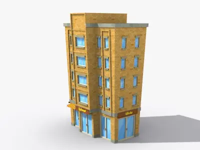 Cartoon Building x33 Low-poly 3D model