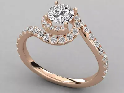 Women Light Weight Solitare Diamond Wedding Ring   27 3D print model