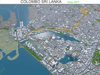 Colombo Sri Lanka 20km AI Low-poly 3D model