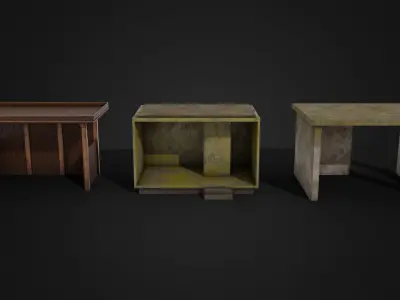 Soviet bus stops Low-poly 3D model