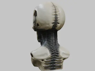 Portrait of a man HR Giger Style Human Head Bust 2 Low-poly 3D model
