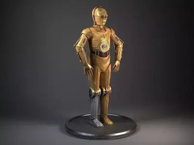 C3PO Star Wars Droid Robot Rigged for MAYA 3D model