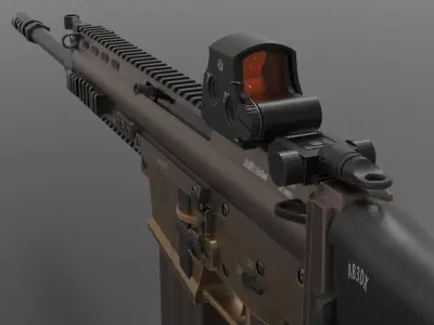 FN Scar Gun Low-poly 3D model