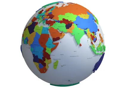 Earth Countries with Names Globe  Low-poly 3D model