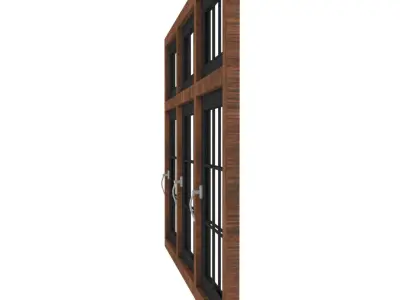 window wooden with four glass panes 3D model