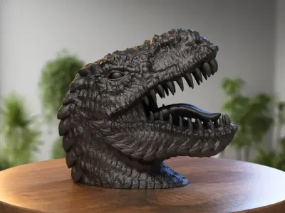 Skull dragon Headphone Stand Cyborg skull dragon Headset  3D print model buy