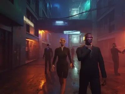 cyber punk street scene made with blender Low-poly 3D model