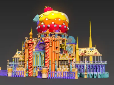 Cartoon cartoon castle park castle building model 3D model