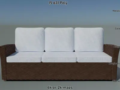 Wicker Sofa Low-poly 3D model