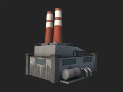 Old Abdoned Factory Low Poly Model Low-poly 3D Low-poly 3D model