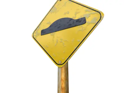 Speed Bumps in Road Traffic Sign 3D model