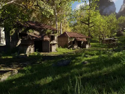 Medieval Pathway Scene 3D model