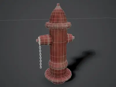 Street Hydrant Low-poly 3D model