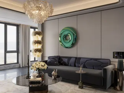 Luxurious living room space 3D model