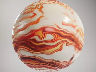 HQ PBR Textures Set Marble Orange Veined Texture