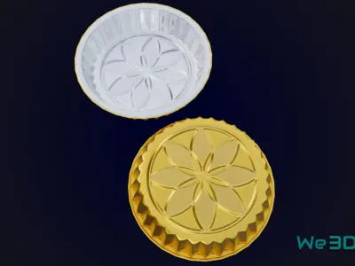 Round Aluminum Foil Lunch Box Low-poly 3D model