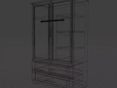 Realistic Wooden Wardrobe 3D Model Openable Doors and Drawers Low-poly 3D model