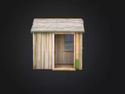 Wooden Cabin Shed Low-poly 3D model