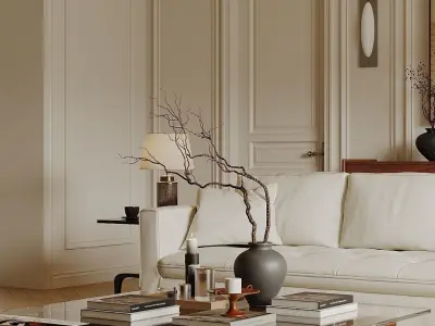French moderate style minimalist 3D model