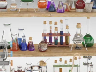 Chemistry Dishes - Laboratory Chemical Glassware 3D model