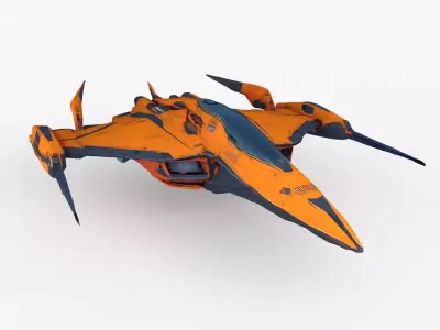 Orange Spacecraft  Low-poly 3D model