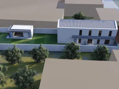 Modern 2 Floor House 23x6m on 46x10m Lot SketchUp Lumion 3D model