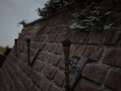 Wooden Torch with Holder and Fire Low-poly 3D model