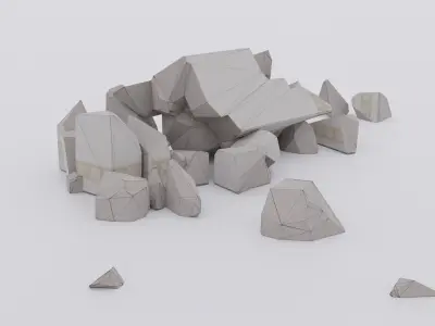 Broken Column Low-poly 3D model