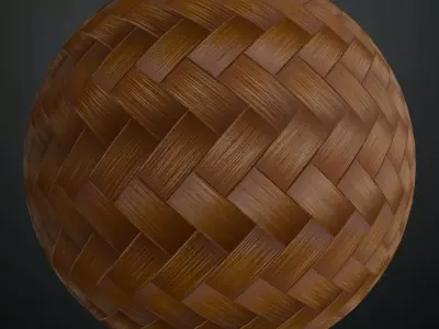 Natural Diagonal Wicker Weave PBR Seamless Texture