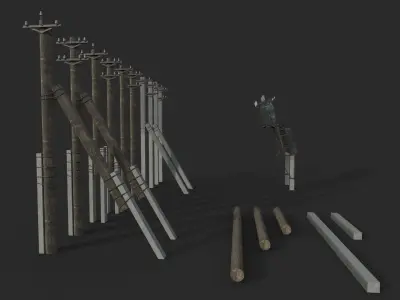 Transformer and Power Line Low-poly 3D model