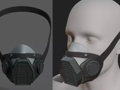 Gas mask helmet 3d model military combat fantasy  Low-poly 3D model
