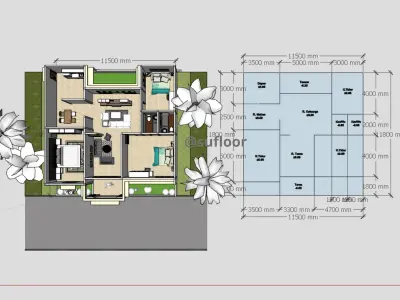 House 11x12m code 402 - Sketchup 3D model