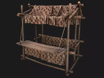 Market Tents Red Dots Low-poly 3D model