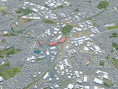 Walsall United Kingdom 30km Low-poly 3D model