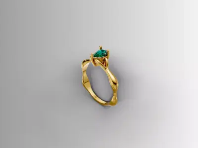 Modern Flow Solitaire Ring 3D print model