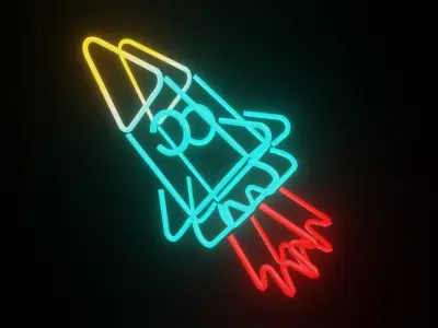 Neon Rocket p3 decoration  Low-poly 3D model
